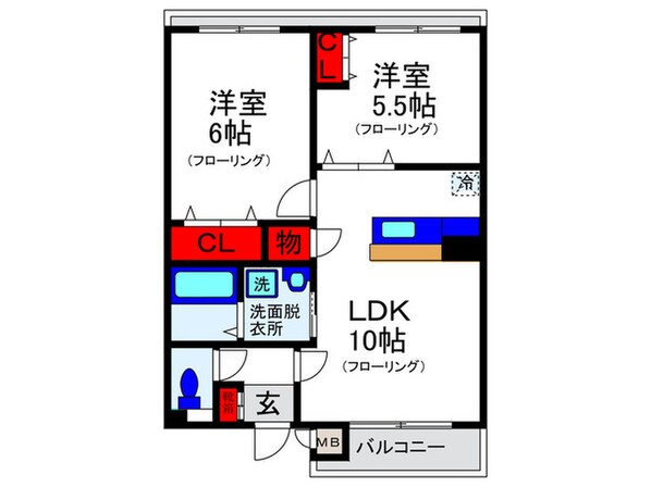 レジデンスマロン３号館の物件間取画像